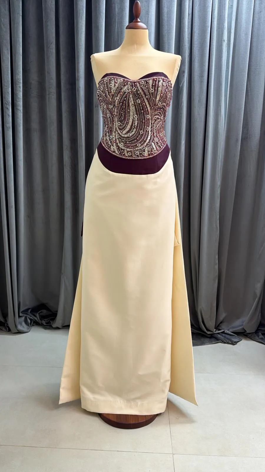 Laurent Burgundy & Cream Gown
