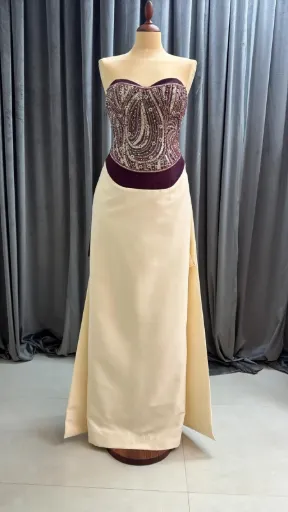 Laurent Burgundy & Cream Gown
